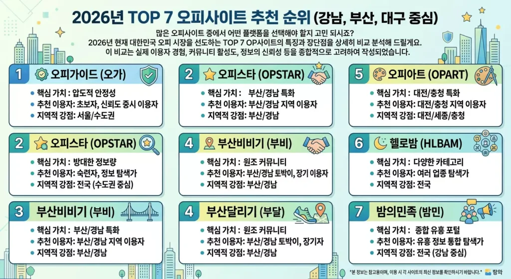 2026년 TOP 7 오피사이트 순위