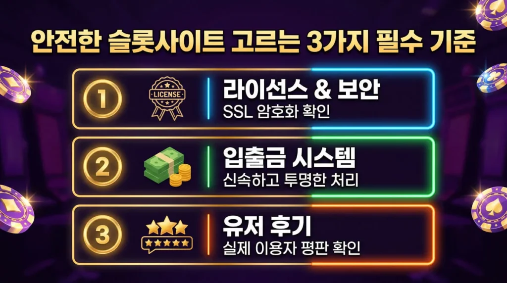 안전한 슬롯사이트 고르는 3가지 필수 기준