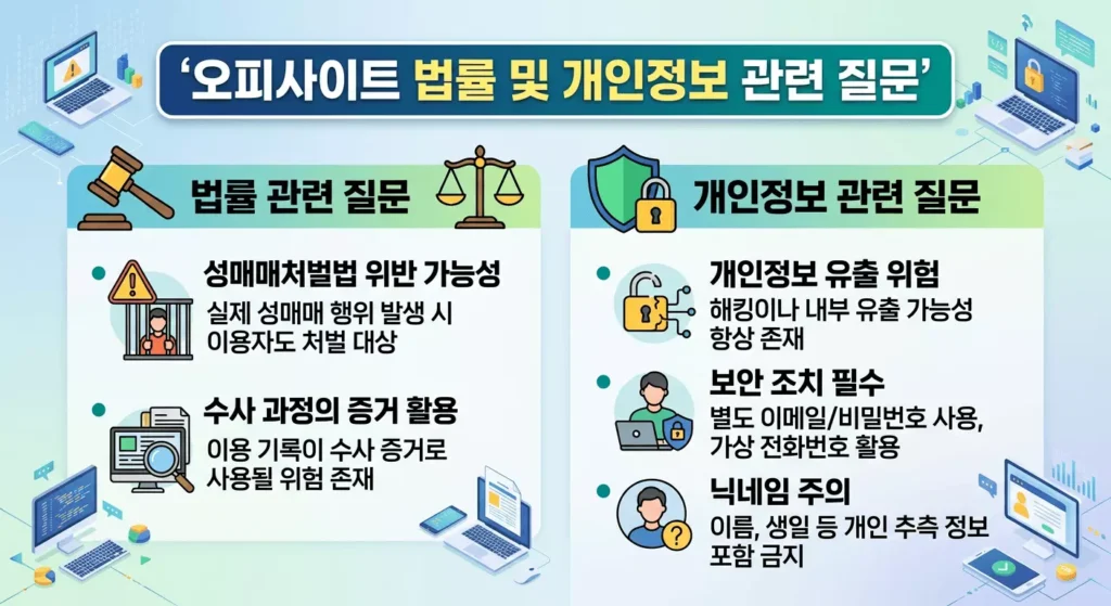 오피사이트 법률 및 개인정보 관련 질문