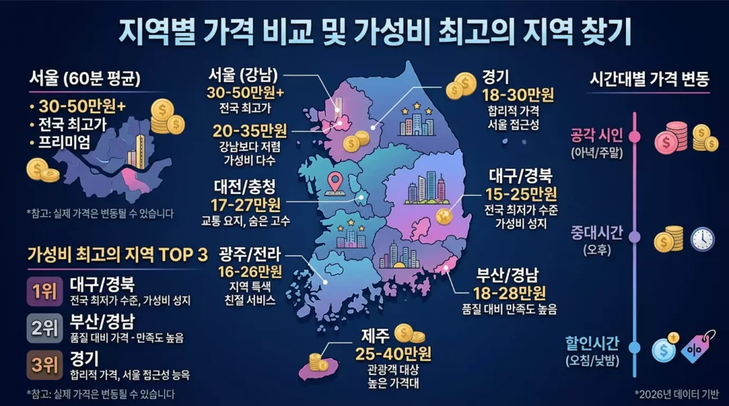 지역별 가격 비교 인포그래픽 이미지
